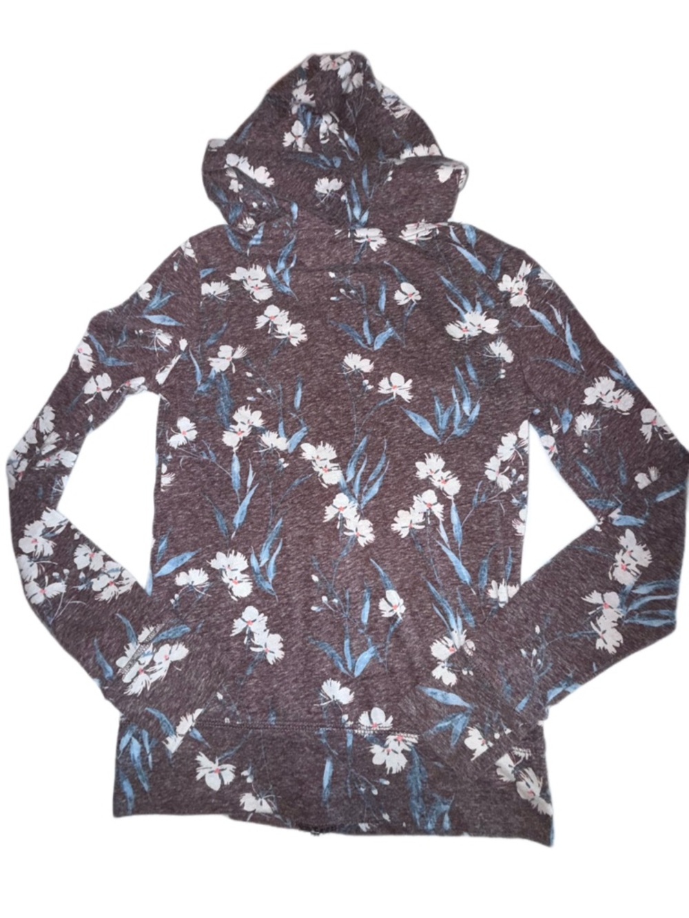 Aeropostale Floral Zip Up Hoodie Jacket XS Brown Blue Lightweight - Picture 3 of 7